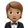 Person In Tuxedo: Medium Skin Tone Emoji 🤵🏽 image - Apple style