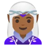 Woman Elf: Medium-Dark Skin Tone Emoji 🧝🏾‍♀️ image - Google Noto Color style