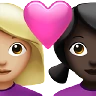 Couple With Heart: Woman, Woman, Medium-Light Skin Tone, Dark Skin Tone Emoji 👩🏼‍❤️‍👩🏿 image - Apple style