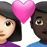 Couple With Heart: Woman, Man, Light Skin Tone, Dark Skin Tone Emoji 👩🏻‍❤️‍👨🏿 image - Apple style
