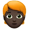 Person: Dark Skin Tone, Red Hair Emoji 🧑🏿‍🦰 image - Apple style