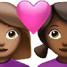 Couple With Heart: Woman, Woman, Medium Skin Tone, Medium-Dark Skin Tone Emoji 👩🏽‍❤️‍👩🏾 image - Apple style