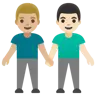 Men Holding Hands: Light Skin Tone, Medium-Light Skin Tone Emoji 👨🏻‍🤝‍👨🏼 image - Google Noto Color style