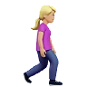 Woman Walking Facing Right: Medium-Light Skin Tone Emoji 🚶🏼‍♀️‍➡️ image - Apple style
