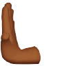 Leftwards Pushing Hand: Medium-Dark Skin Tone Emoji 🫷🏾 image - Apple style