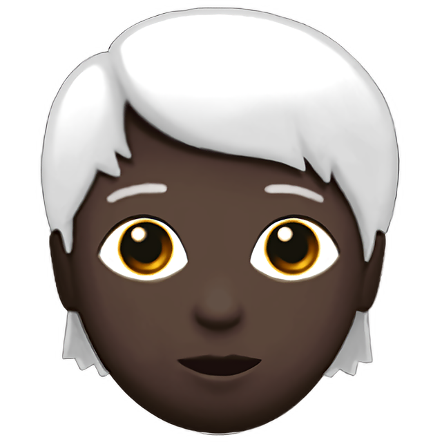 Person: Dark Skin Tone, White Hair