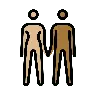 Woman And Man Holding Hands: Medium-Light Skin Tone, Medium-Dark Skin Tone Emoji 👩🏼‍🤝‍👨🏾 image - OpenMoji style