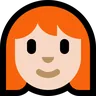 Woman: Light Skin Tone, Red Hair Emoji 👩🏻‍🦰 image - Microsoft Windows 10 Segoe UI Emoji style