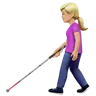 Woman With White Cane: Medium-Light Skin Tone Emoji 👩🏼‍🦯 image - Apple style