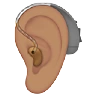 Ear With Hearing Aid: Medium Skin Tone Emoji 🦻🏽 image - Apple style