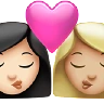 Kiss: Woman, Woman, Light Skin Tone, Medium-Light Skin Tone Emoji 👩🏻‍❤️‍💋‍👩🏼 image - Apple style
