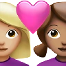 Couple With Heart: Woman, Woman, Medium-Light Skin Tone, Medium Skin Tone Emoji 👩🏼‍❤️‍👩🏽 image - Apple style