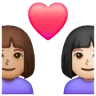 Couple With Heart: Woman, Woman, Light Skin Tone, Medium Skin Tone Emoji 👩🏻‍❤️‍👩🏽 image - Samsung style