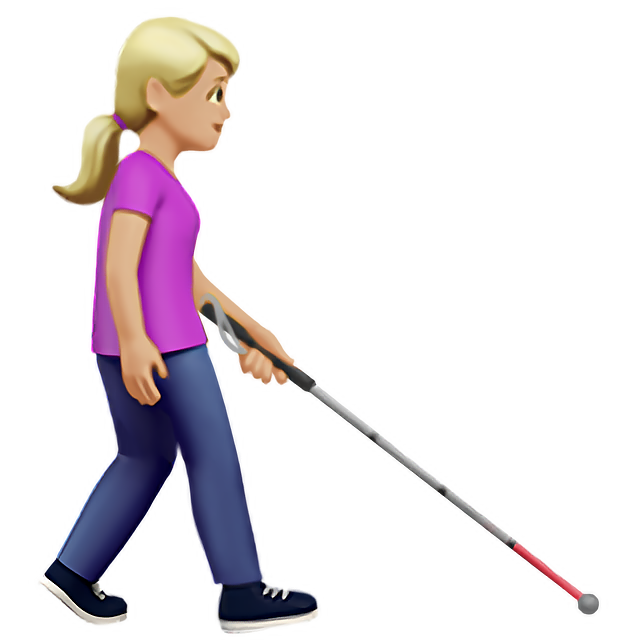 Woman With White Cane Facing Right: Medium-Light Skin Tone