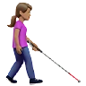 Woman With White Cane Facing Right: Medium Skin Tone Emoji 👩🏽‍🦯‍➡️ image - Apple style