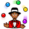 Person Juggling: Medium-Dark Skin Tone Emoji 🤹🏾 image - Emojidex style