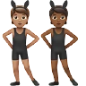 People With Bunny Ears: Medium Skin Tone, Medium-Dark Skin Tone Emoji 🧑🏽‍🐰‍🧑🏾 image - Apple style