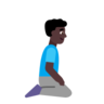 Man Kneeling Facing Right: Dark Skin Tone Emoji 🧎🏿‍♂️‍➡️ image - Microsoft Classic 2D style