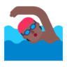 Person Swimming: Medium-Dark Skin Tone Emoji 🏊🏾 image - Microsoft Classic 2D style