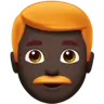 Man: Dark Skin Tone, Red Hair Emoji 👨🏿‍🦰 image - Apple style