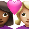 Couple With Heart: Woman, Woman, Medium-Dark Skin Tone, Medium-Light Skin Tone Emoji 👩🏾‍❤️‍👩🏼 image - Apple style