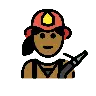 Woman Firefighter: Medium-Dark Skin Tone Emoji 👩🏾‍🚒 image - OpenMoji style
