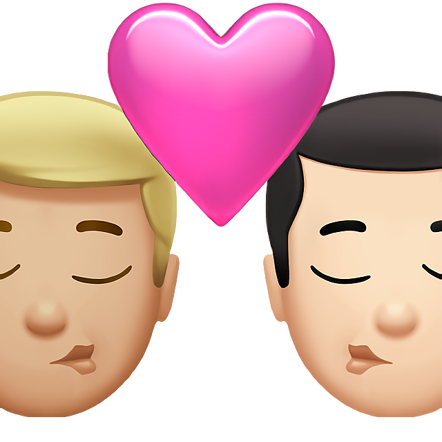Kiss: Man, Man, Medium-Light Skin Tone, Light Skin Tone