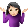 Woman Shrugging: Light Skin Tone Emoji 🤷🏻‍♀️ image - Apple style