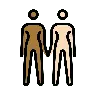 Women Holding Hands: Medium-Dark Skin Tone, Light Skin Tone Emoji 👩🏾‍🤝‍👩🏻 image - OpenMoji style
