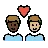 Couple With Heart: Man, Man, Dark Skin Tone, Medium-Light Skin Tone