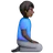 Man Kneeling Facing Right: Dark Skin Tone
