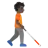 Person With White Cane Facing Right: Dark Skin Tone