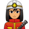 Woman Firefighter: Medium Skin Tone Emoji 👩🏽‍🚒 image - Emojidex style