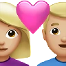 Couple With Heart: Woman, Man, Medium-Light Skin Tone Emoji 👩🏼‍❤️‍👨🏼 image - Apple style