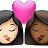 Kiss: Woman, Woman, Light Skin Tone, Medium-Dark Skin Tone