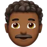 Man: Medium-Dark Skin Tone, Curly Hair Emoji 👨🏾‍🦱 image - Apple style