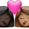 Kiss: Woman, Woman, Dark Skin Tone, Medium Skin Tone Emoji 👩🏿‍❤️‍💋‍👩🏽 image - Apple style