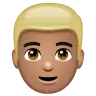 Person: Medium Skin Tone, Blond Hair Emoji 👱🏽 image - WhatsApp style