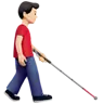 Man With White Cane Facing Right: Light Skin Tone Emoji 👨🏻‍🦯‍➡️ image - Apple style