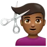 Man Getting Haircut: Medium-Dark Skin Tone Emoji 💇🏾‍♂️ image - WhatsApp style