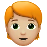 Person: Medium-Light Skin Tone, Red Hair Emoji 🧑🏼‍🦰 image - Apple style