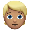 Person: Medium Skin Tone, Blond Hair Emoji 👱🏽 image - Apple style