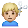 Man Getting Haircut: Medium-Light Skin Tone Emoji 💇🏼‍♂️ image - Samsung style