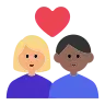 Couple With Heart: Woman, Man, Medium-Light Skin Tone, Medium-Dark Skin Tone Emoji 👩🏼‍❤️‍👨🏾 image - Tossface style