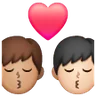 Kiss: Man, Man, Medium Skin Tone, Light Skin Tone Emoji 👨🏽‍❤️‍💋‍👨🏻 image - Samsung style