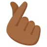 Hand With Index Finger And Thumb Crossed: Medium-Dark Skin Tone Emoji 🫰🏾 image - Google Noto Color style