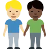Men Holding Hands: Medium-Light Skin Tone, Dark Skin Tone Emoji 👨🏼‍🤝‍👨🏿 image - Twitter / X (Twemoji) style