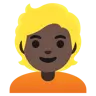 Person: Dark Skin Tone, Blond Hair Emoji 👱🏿 image - Google Noto Color style