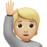Person Raising Hand: Medium-Light Skin Tone Emoji 🙋🏼 image - Apple style