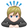 Person Bowing: Light Skin Tone Emoji 🙇🏻 image - Emojidex style